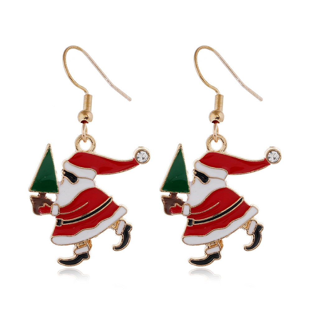 Wholesale Christmas Snowflake Christmas Tree Alloy Earrings